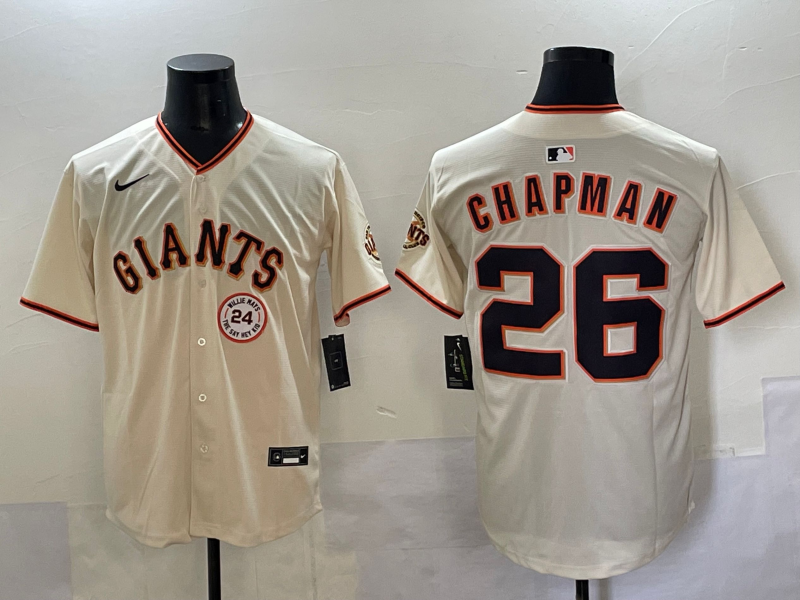 Men 2025 San Francisco Giants #26 Chapman cream Nike MLB Jersey 